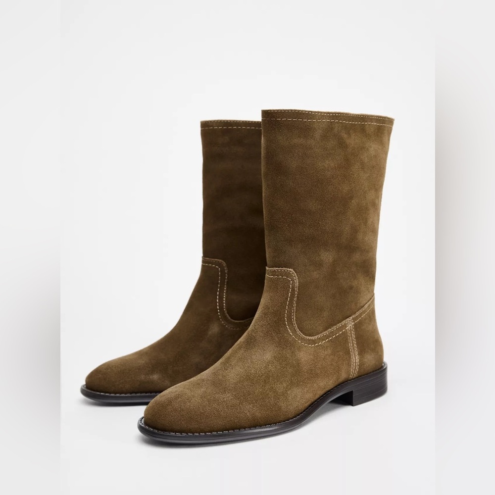 Zara Brown Suede Boots